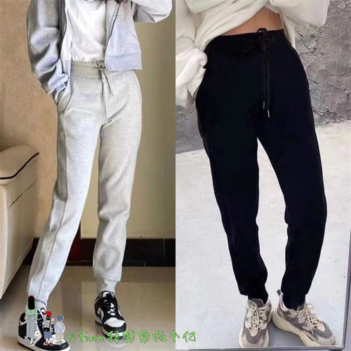 From新品高腰加绒卫裤女团裤Scba瑜伽抓绒保暖运动休闲慢跑长裤冬