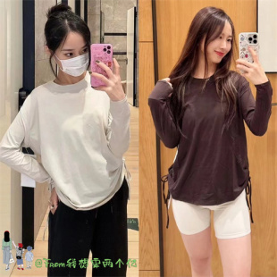 秋日松驰感~上新From侧抽绳轻薄宽松长袖side cinh上衣罩衫女