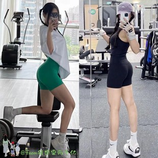瑜伽短裤 夏季 裸感薄款 女 外穿健身高腰运动三分热裤 From 新色