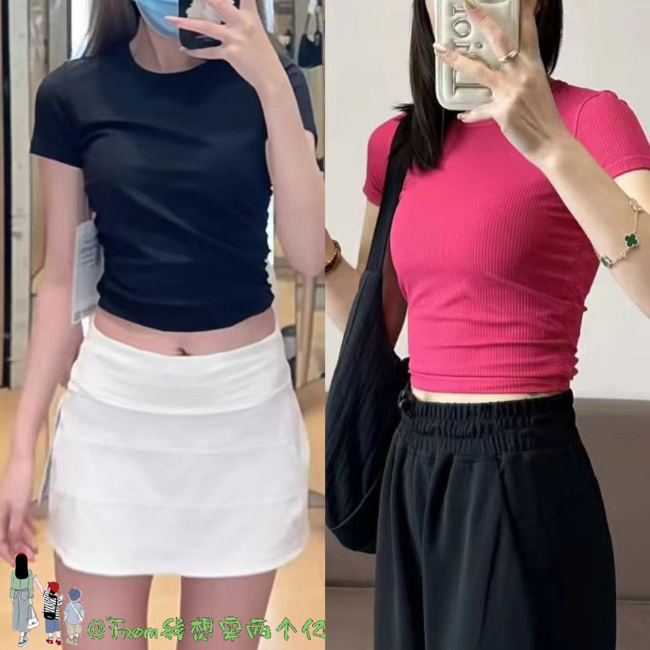 推荐~From推荐 运动瑜伽服At takes螺纹修身短款上衣短袖T恤女
