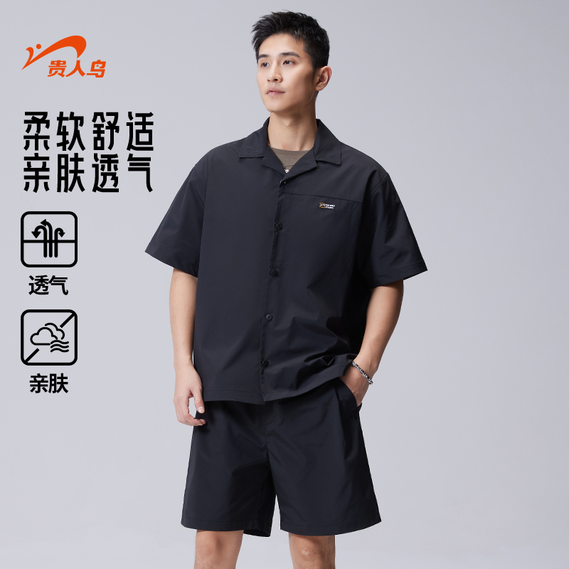 贵人鸟复古短袖套装男款