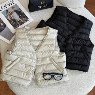 时尚洋气V领棉衣排骨马甲外套2025冬季新款显瘦保暖小马夹上衣女