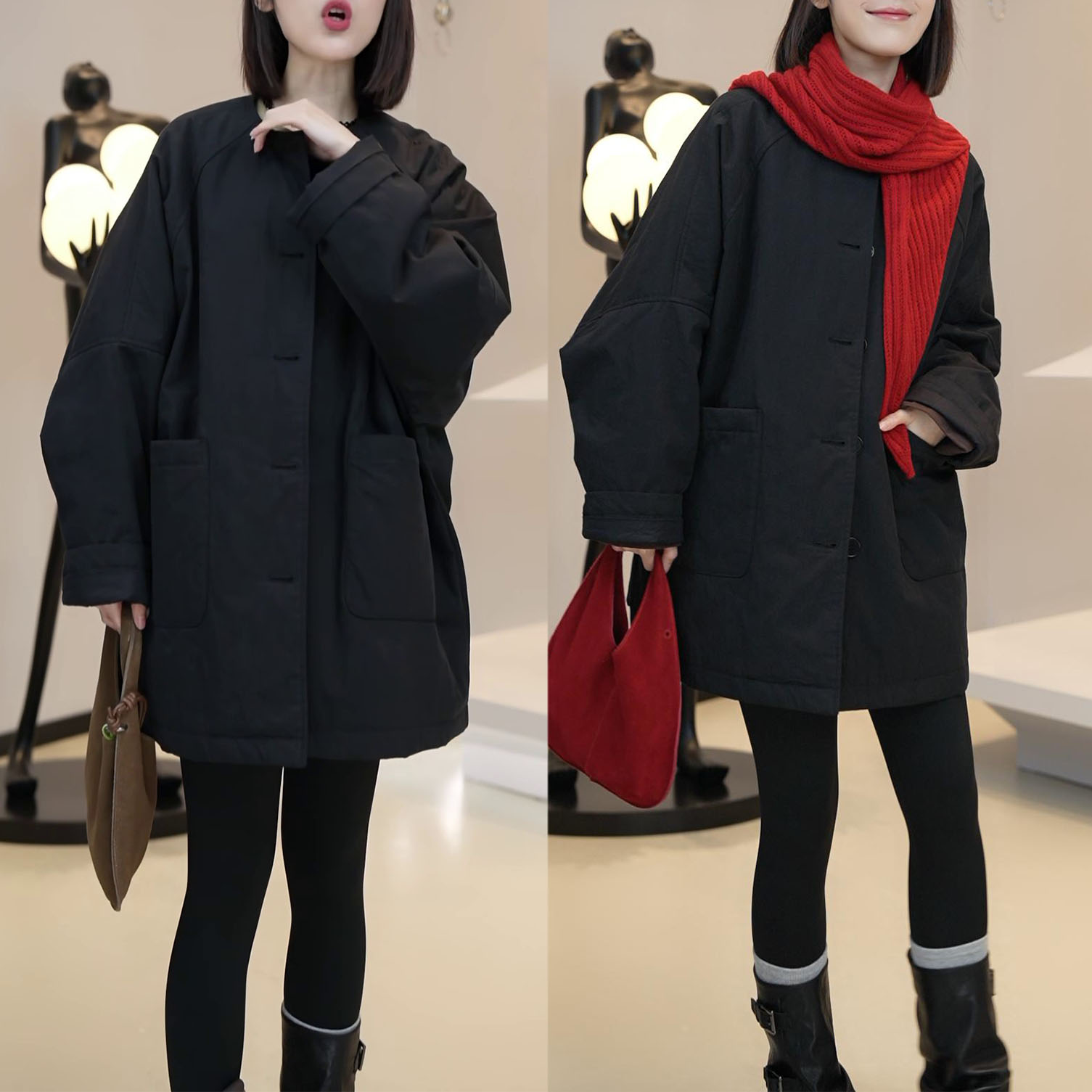 新款韩版宽松显瘦圆领保暖棉服