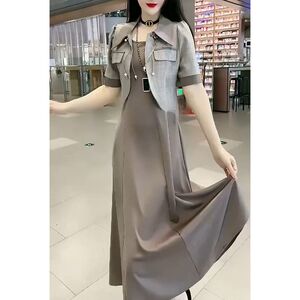 新款遮肉显瘦外搭小西服连衣裙两件套2026夏季简约时尚小香风套装