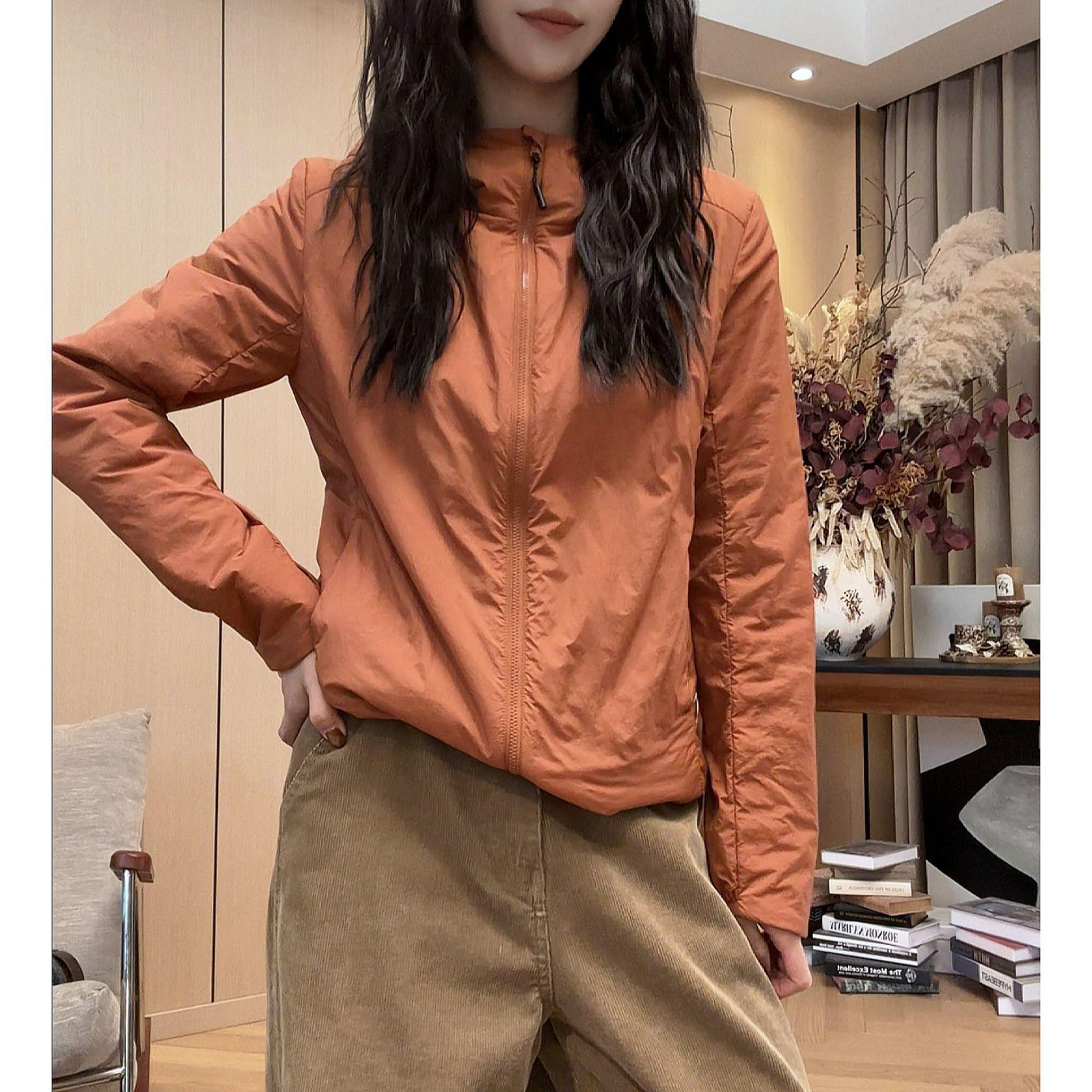 柿子橘轻薄棉服2026秋季新款百搭宽松上衣时尚休闲显瘦棉衣外套女