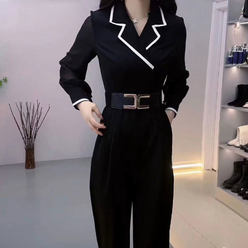 气质名媛连体裤女2023秋季新款时尚洋气收腰显瘦阔腿连衣裤套装潮
