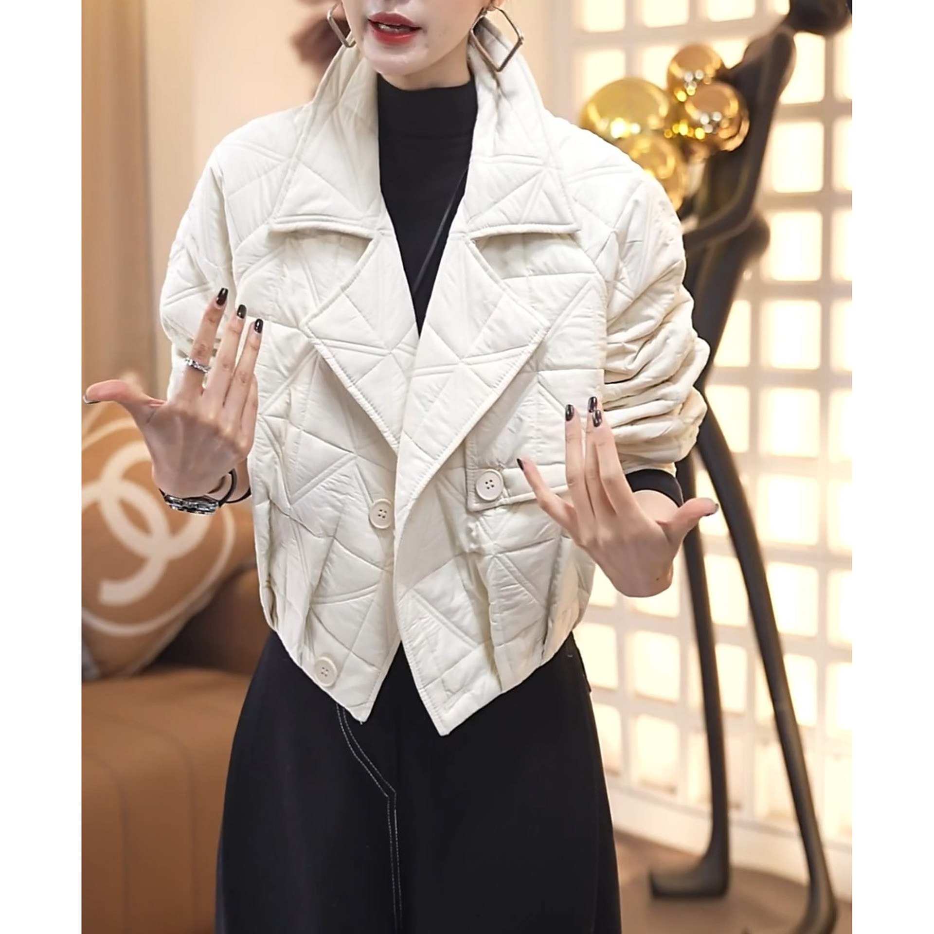 时尚洋气小个子百搭显瘦长袖棉服2025冬季新款设计感短外套棉袄女,女装/女士精品,短外套,淘宝优惠券,粉丝福利购,淘宝优惠卷