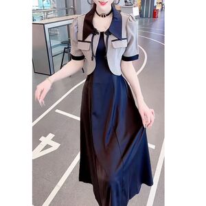 2026夏季新款遮肚小香风显瘦套装时尚外搭小西服连衣裙两件套女