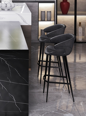 吧台椅子高脚凳轻奢家用高脚椅子舒适靠背岛台扶手椅设计师款7168
