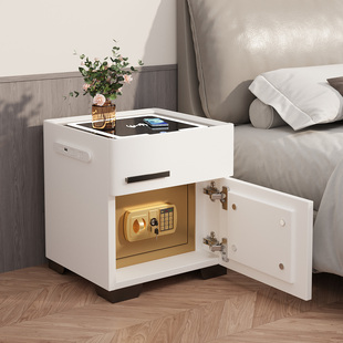 智能床头柜保险柜隐形一体家用小型现代简约卧室实木密码保险箱