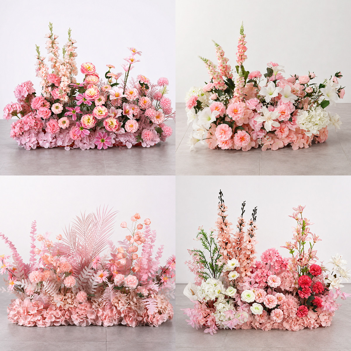 婚庆粉色地排花仿真花成品花排