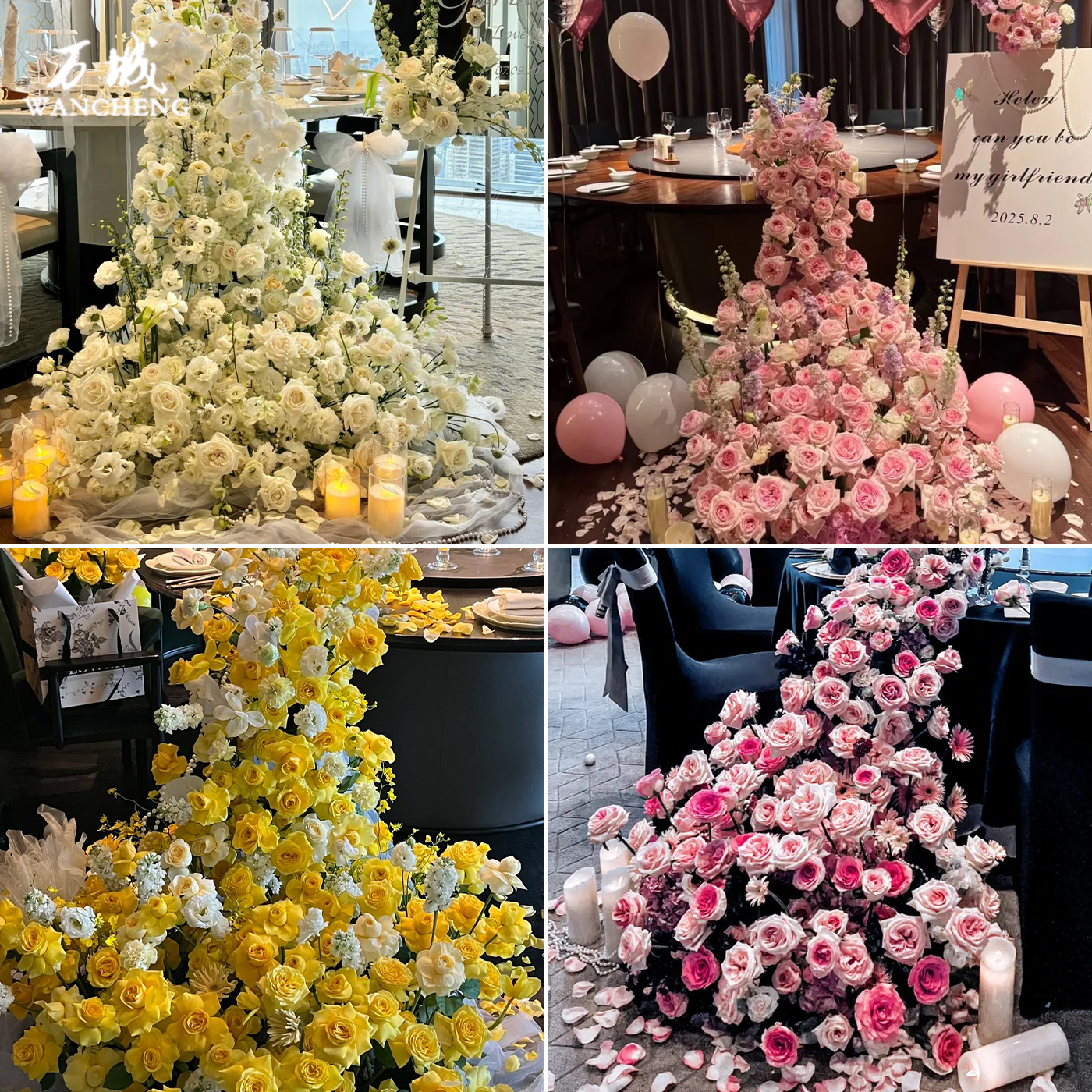 瀑布桌花婚庆舞台布景