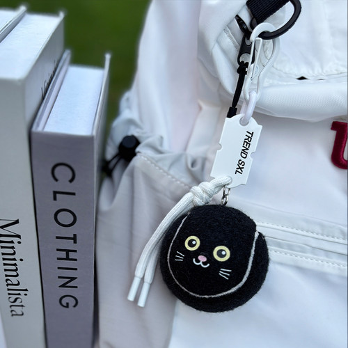 黑猫网球包挂件钥匙扣可定制姓名