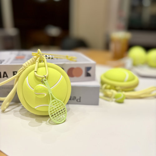 2025年新款字母可定制网球运动网球迷耳机包零钱包硅胶礼物清新