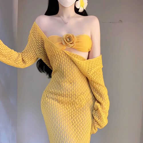 2026新款比基尼泳衣女泰式辣妹性感抹胸长裙绝美海边温泉度假聚拢 - 封面