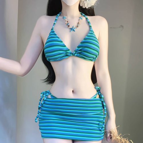 夏季辣妹度假比基尼分体泳衣女海边度假辣妹高级小胸聚拢2025新款