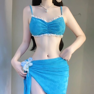 多巴胺度假比基尼三角性感辣妹小胸聚拢绝美高级泡温泉泳衣女