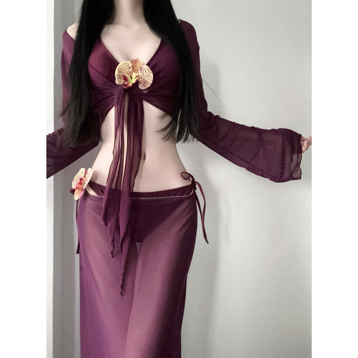 2026绝美比基尼显白高级长裙修身显瘦辣妹纯欲度假分体泳衣女温泉