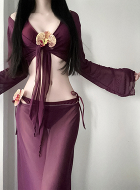 2026绝美比基尼显白高级长裙修身显瘦辣妹纯欲度假分体泳衣女温泉