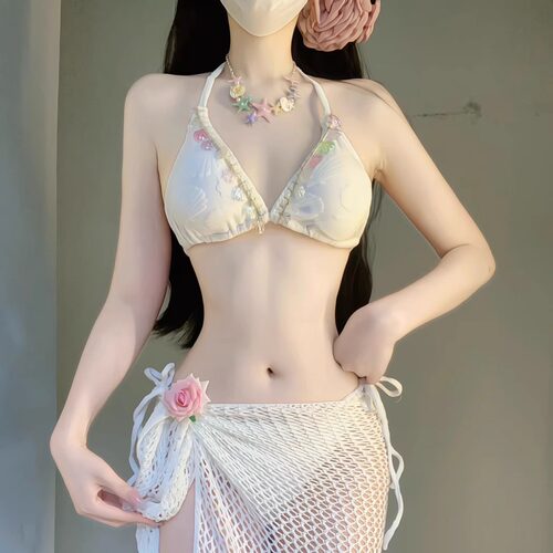 海岛绝美长裙度假比基尼拍照打卡