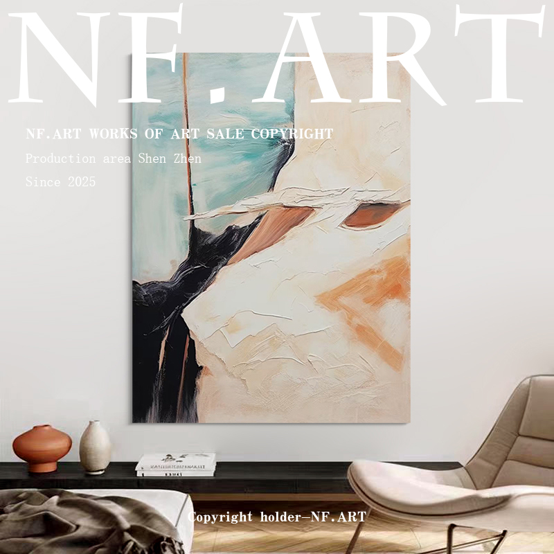 NF.ART原创手绘油画《淑姬》侘寂风客厅背景墙装饰画简约抽象挂画