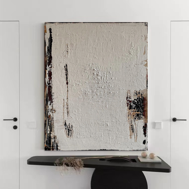 NF.ART手绘油画《拾忆》客厅装饰画设计师玄关简约肌理挂画侘寂风