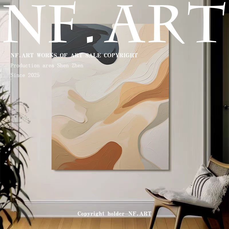 NF.ART原创手绘《白淀》侘寂风客厅设计款装饰画玄关卧室抽象挂画