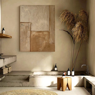 饰壁画 侘寂风客厅手工抽象挂画玄关肌理装 NF.ART原创手绘 温染