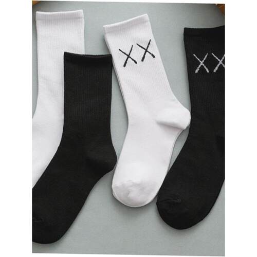 Summer thin long socks, tube socks, pure black and white men