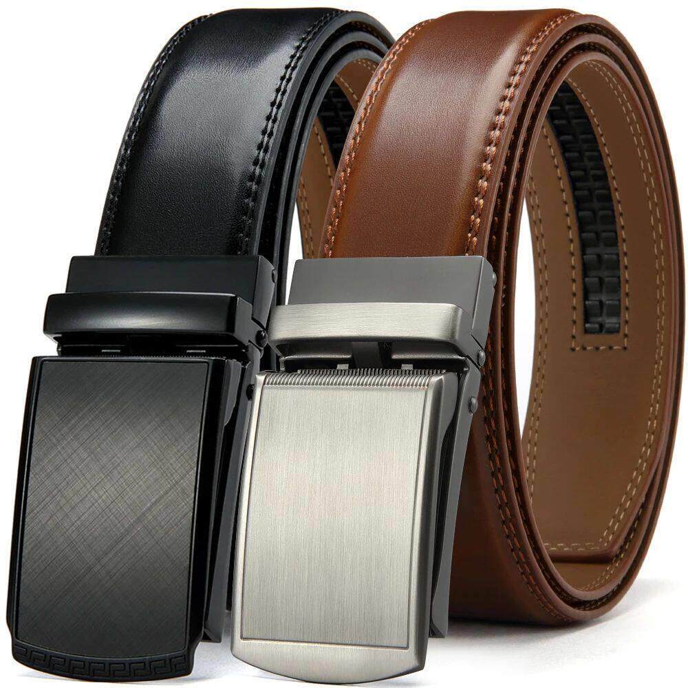 Mens Belt Genuine Leather Luxury Belt Metal Automatic Alloy