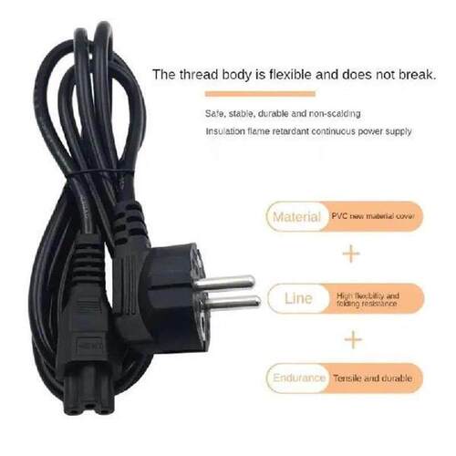 EU Universal Adapter Cable 3 Prong 2 Pin Laptop Power Cord