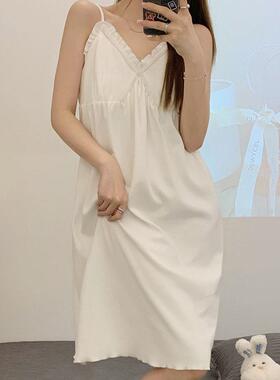 Summer White nightgown Pajamas for Women Night Dress白色睡裙