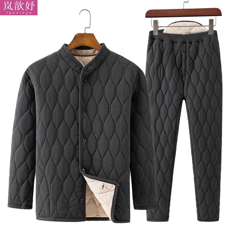 爷爷棉袄冬款内穿宽松老年人男保暖棉衣套装打底爸爸装棉服棉裤冬