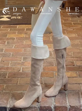 大王蛇 韩女lap*a同款瘦瘦靴秋冬百搭高筒粗跟气质显瘦长筒靴子