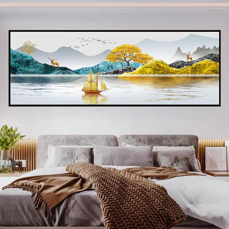 背靠金山卧室床头装饰画