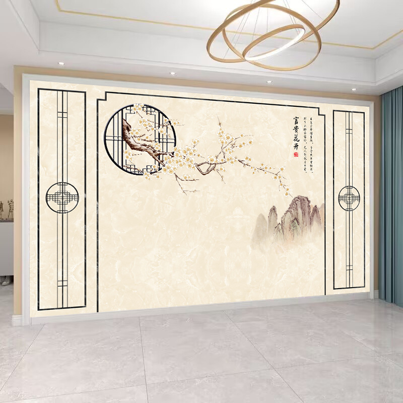 壁纸定制3d立体中式花鸟电视背景墙贴画卧室墙纸客厅装饰影视壁画图片