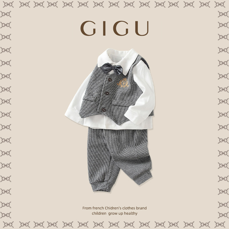 男宝一周岁宴礼服套装生日宴会婴儿百天抓周衣服秋装儿童马甲西装,童装/婴儿装/亲子装,儿童礼服,淘宝优惠券,粉丝福利购,淘宝优惠卷