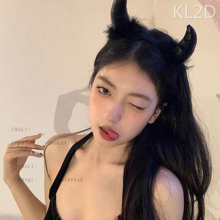 暗黑万圣节头饰头箍恶魔精灵耳朵牛角装扮发夹发饰女圣诞发箍饰品