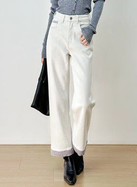 十一Studio【梨型身材救星】四面弹显瘦直筒加绒牛仔裤高腰奶奶裤