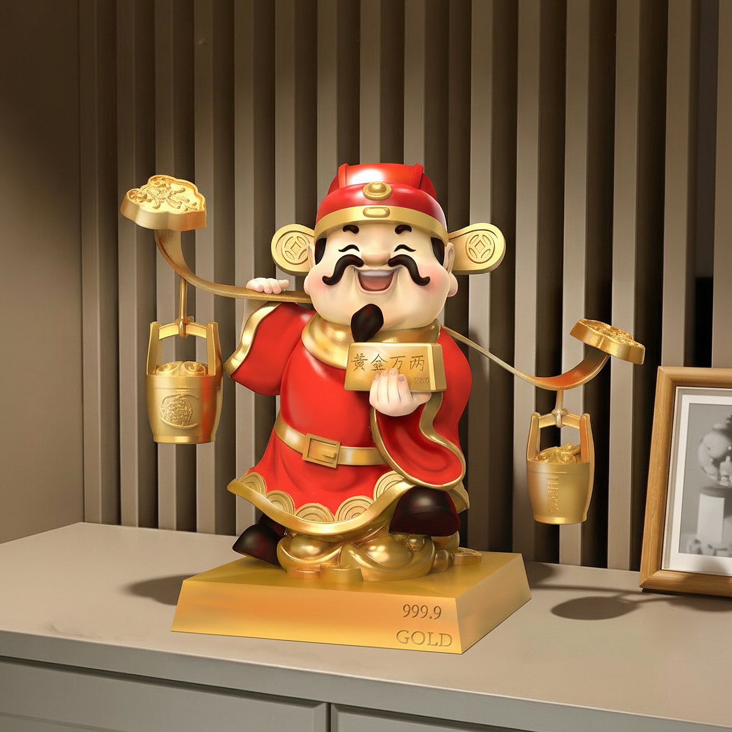 树脂招财财神爷摆件黄金万两摆件