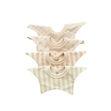 婴儿围嘴宝宝围兜新生儿口水巾 360度旋转全棉按扣花瓣双层母婴夏