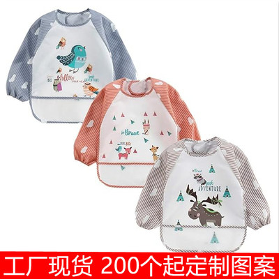 工厂婴儿童罩衣反穿衣防水宝宝罩衣免洗吃饭衣围兜围嘴画画衣