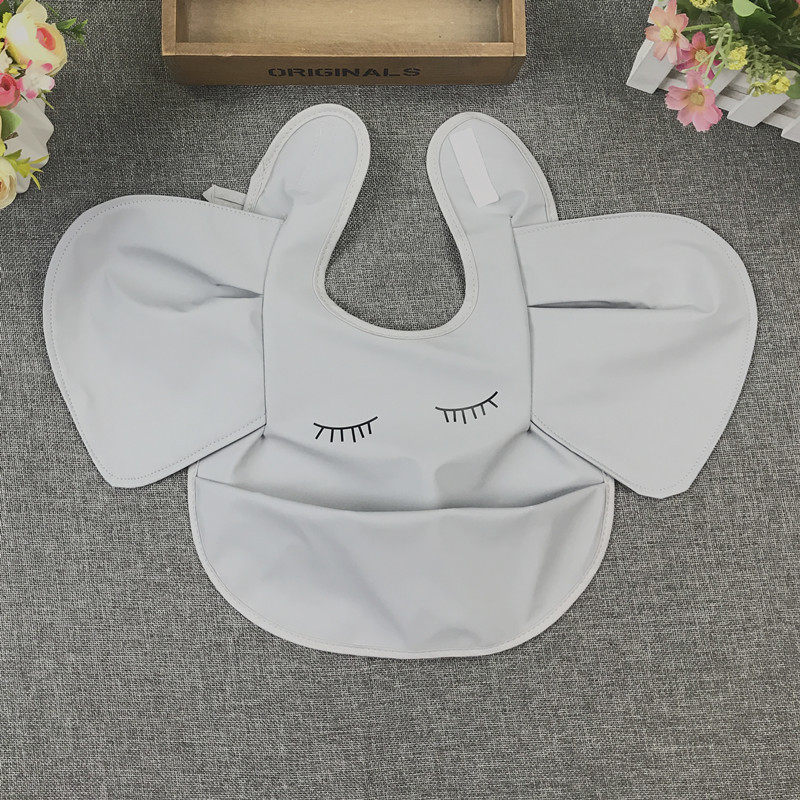 工厂婴儿童防水pu软塑料立体围嘴宝宝围兜饭兜罩衣口水巾皮革