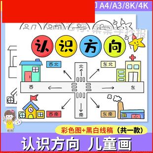 位置與方向手抄報模板電子版 認識手抄報 小學生數學關于認識方位