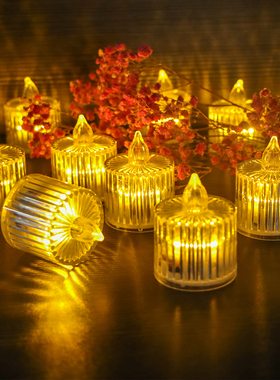 水晶迷你电子蜡烛灯仿真透明led浪漫氛围装饰灯烛光ins生日蜡烛