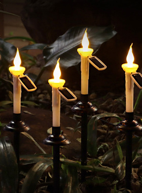 厂家直销 太阳能两用插杆蜡烛庭院草坪灯花园户外装饰地插灯现货