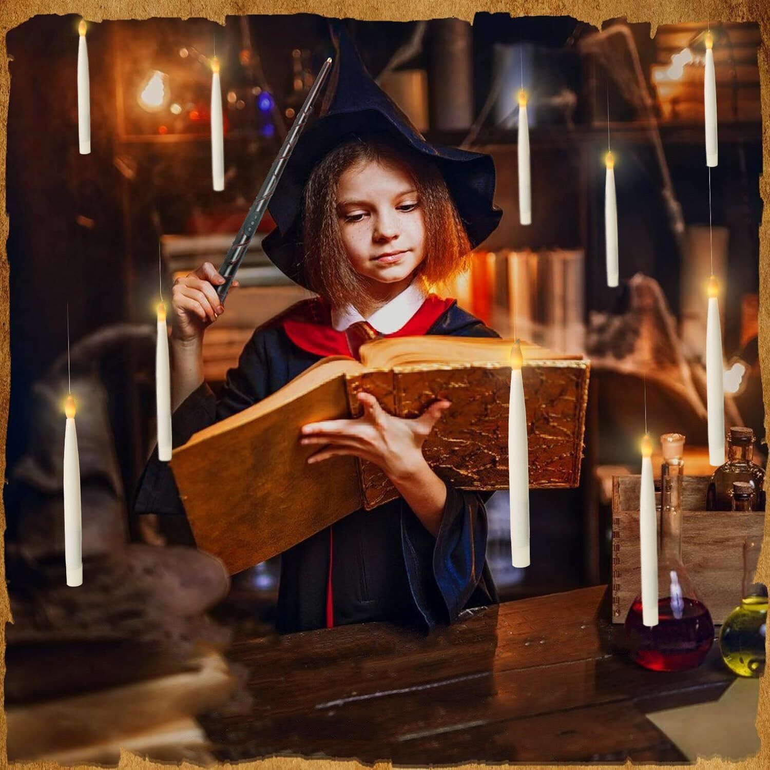 圣诞节夹子蜡烛圣诞树装饰灯悬浮