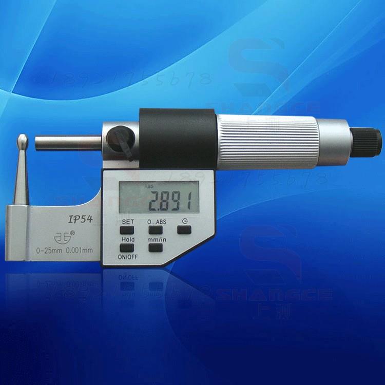 青量数显壁厚千分尺0-25mm电子千分尺小管径测量4.7*27.5mm C型