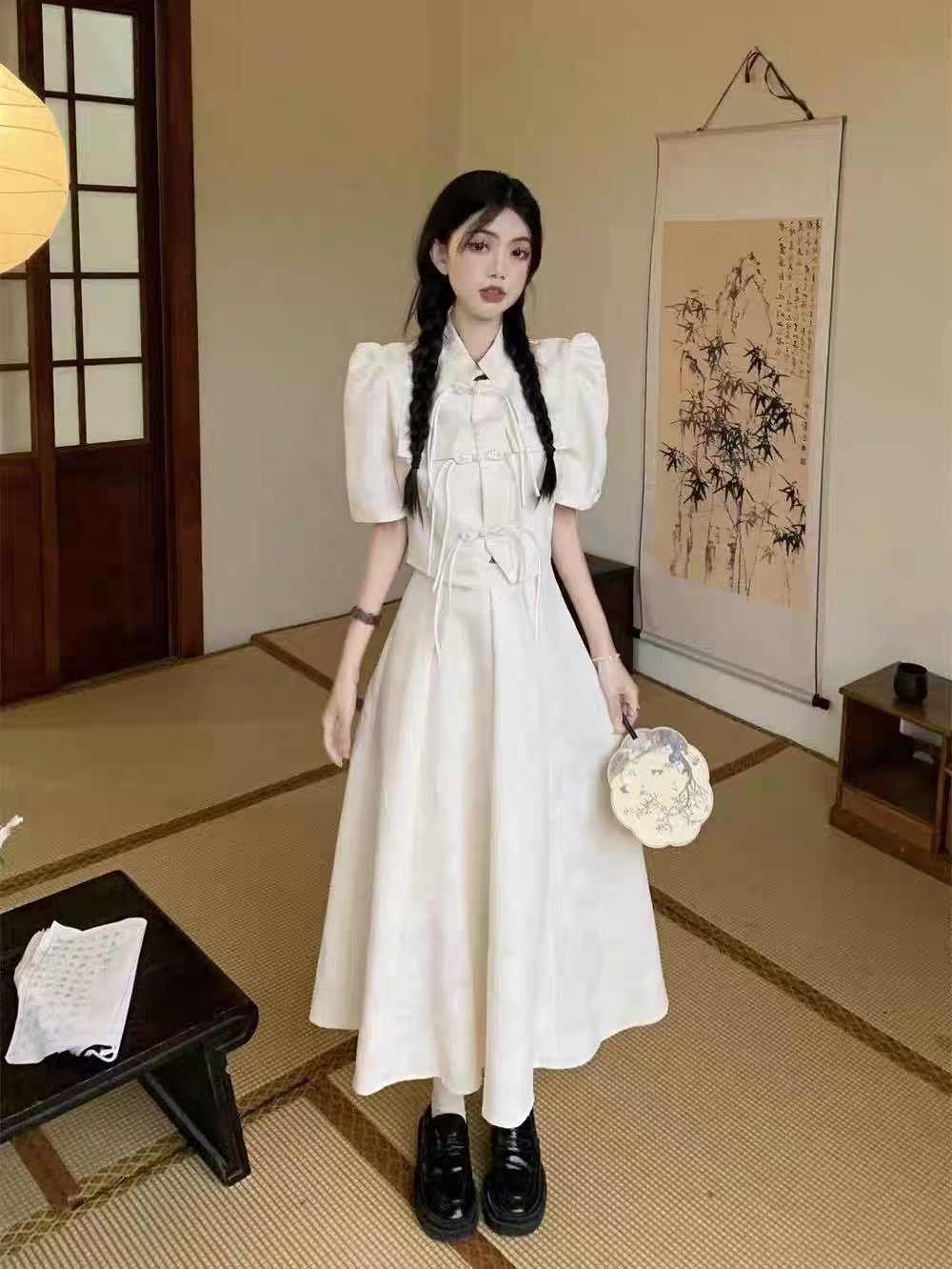 2025新款时尚百搭宽松显瘦连衣裙女设计感小众长裙二件套福利