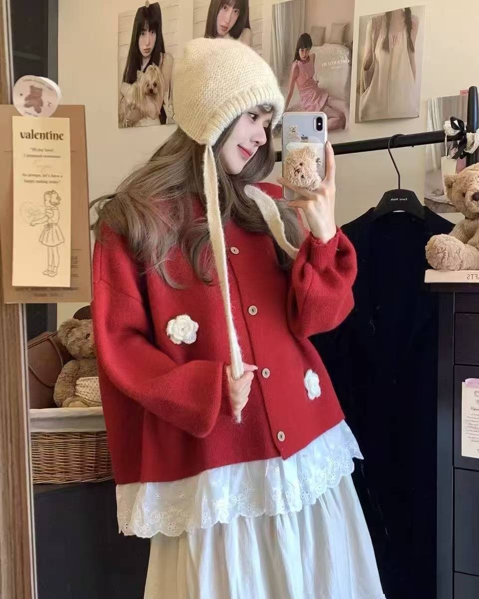 2025宽松设计感宽松外套潮流上衣毛衣甜美卡哇伊cc